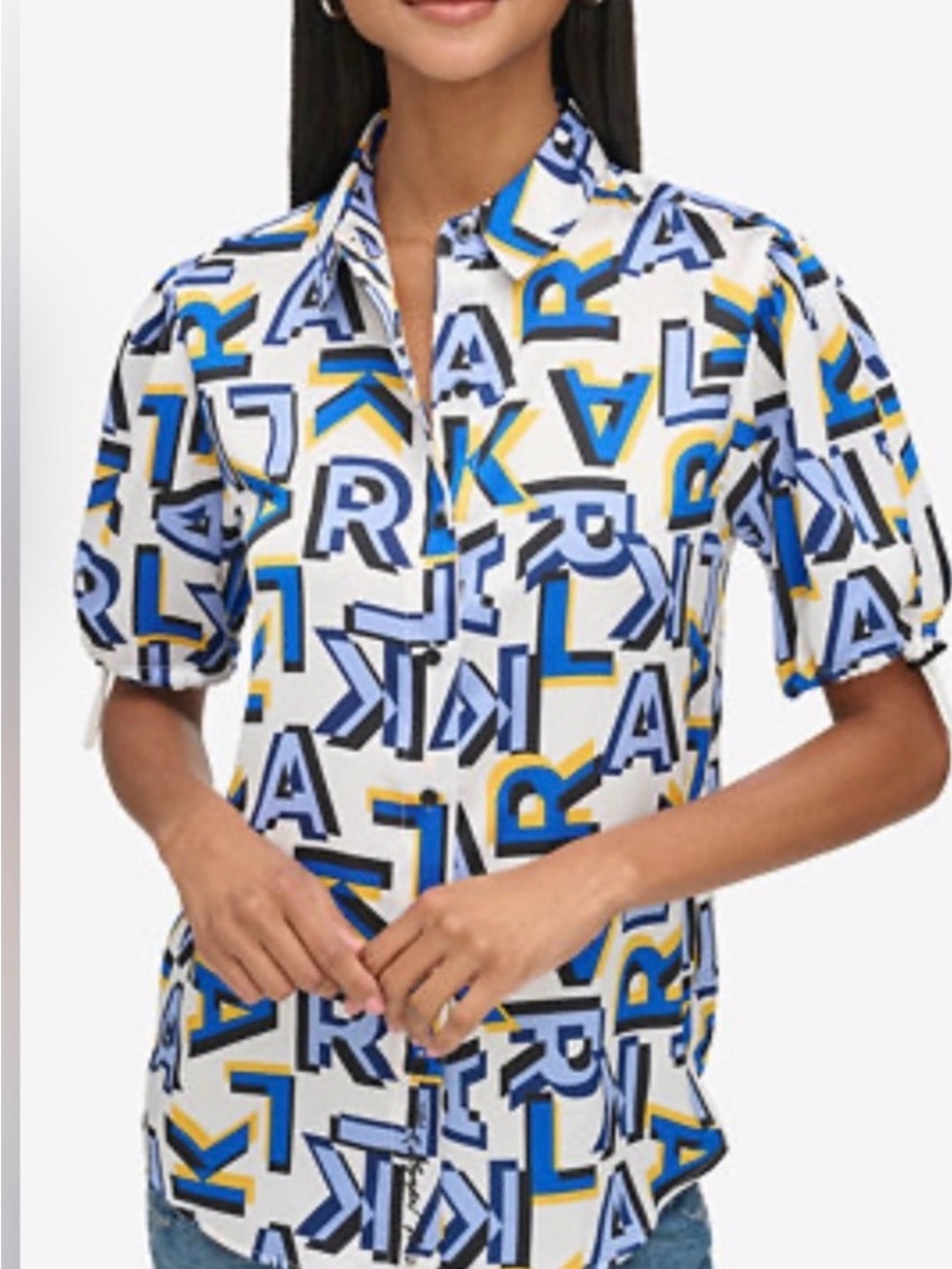 Karl Lagerfeld Graphic Blouse in Blue and Yellow